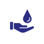 Logo d'une goutte d'eau au dessus d'une main illustrant un adoucisseur d'eau